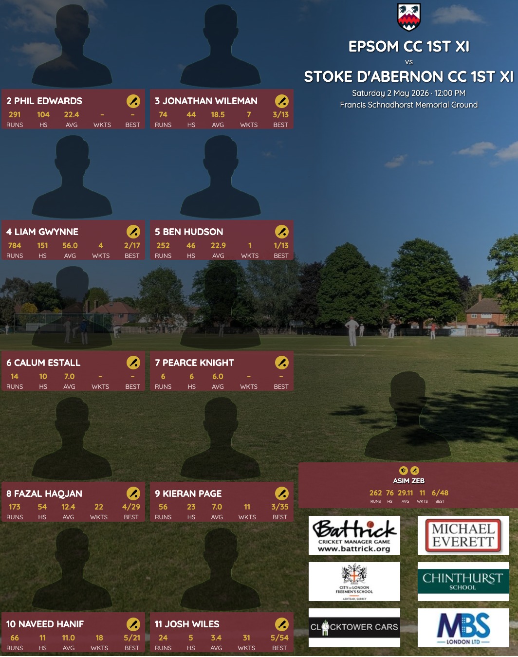 Team Sheet Shadow Template
