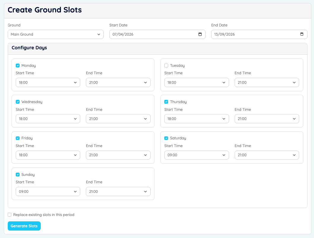 Ground Slots Management