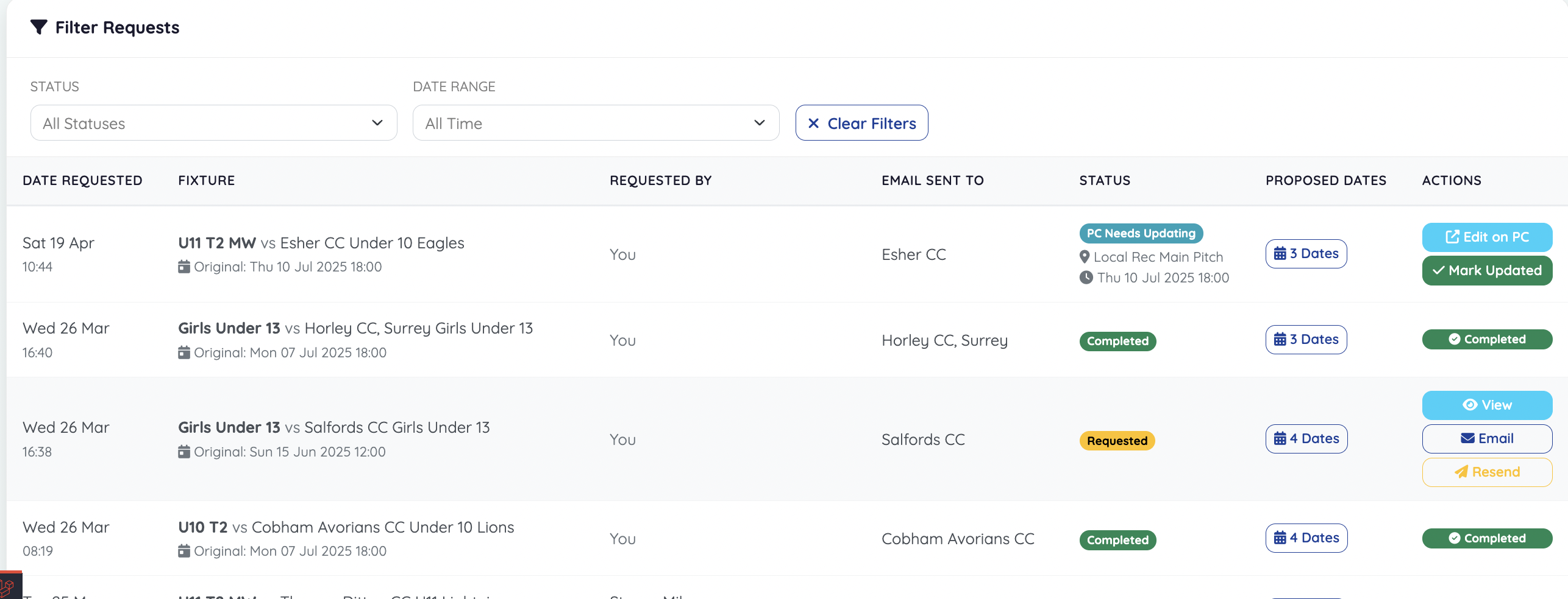 Rescheduling Admin Dashboard